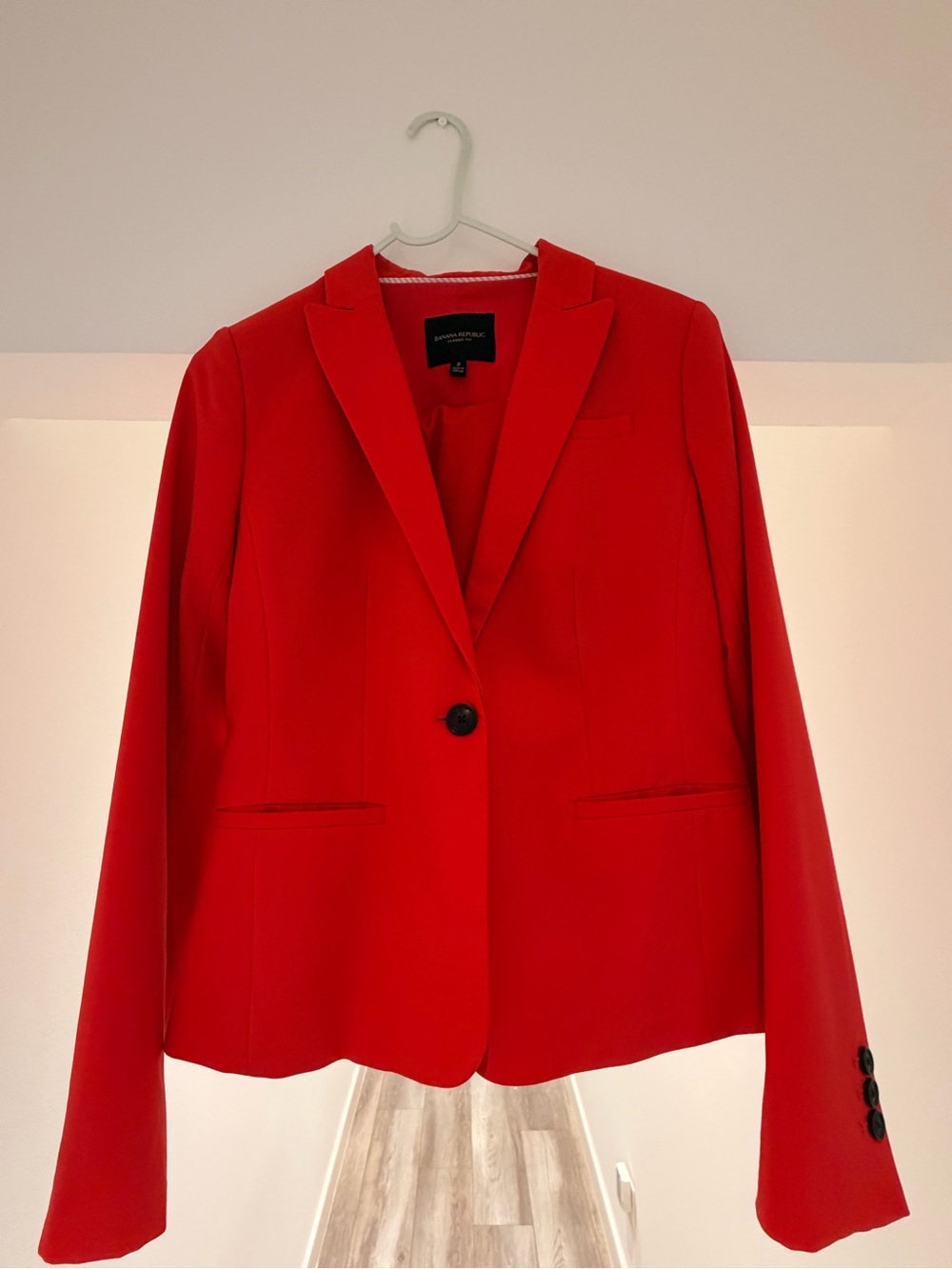 Banana Republic Bright Red Tailored Single-Button Blazer and Pants